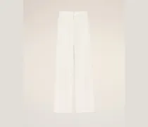 Weiße Hose aus Leinenmischgewebe mit niedriger Taille und geradem Bein Weiß für Damen