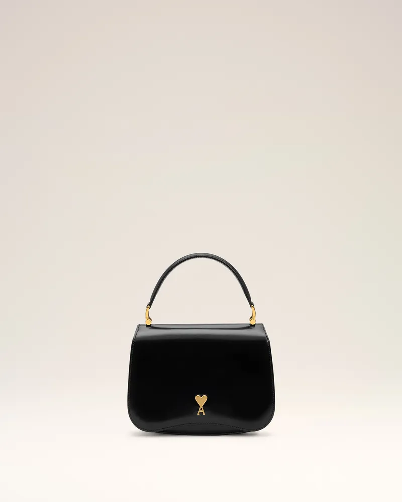 AMI Paris Paris Paris Tasche aus schwarzem Rindsleder mit oberem Henkel Schwarz Unisex Schwarz