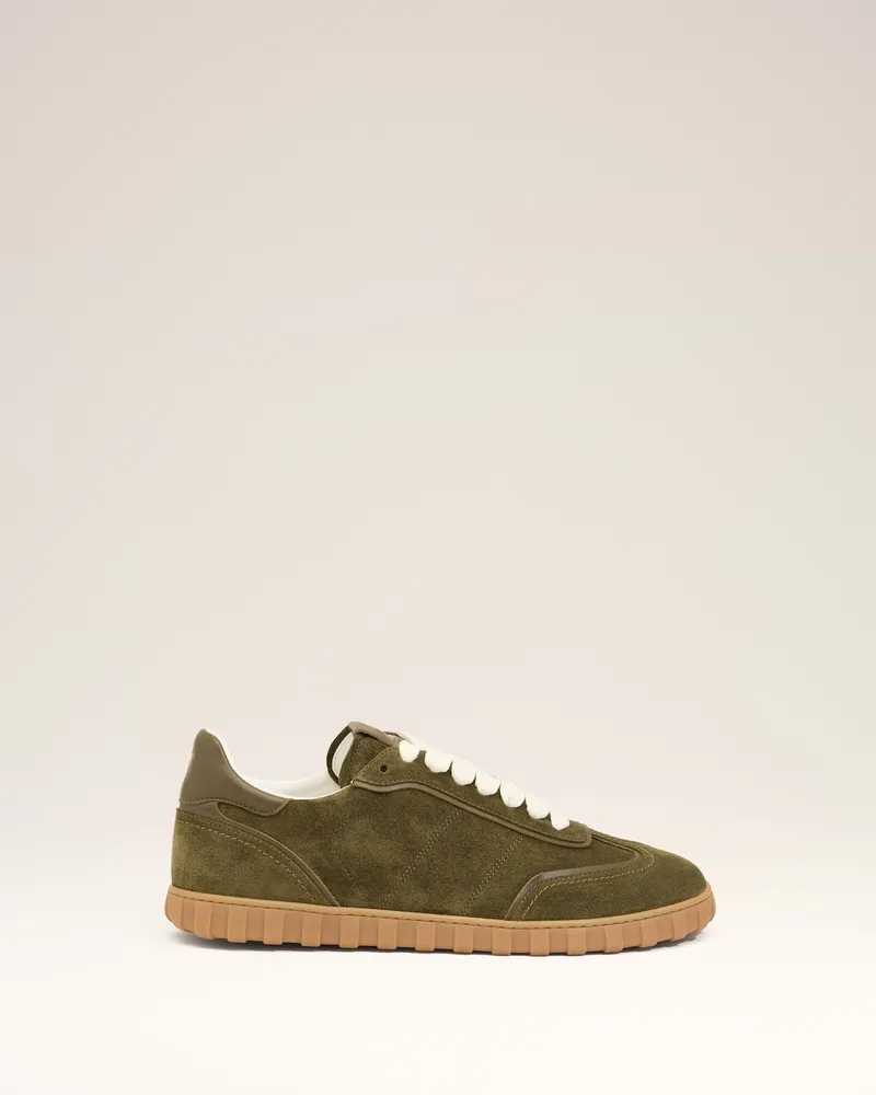 AMI Paris Step Low-Top-Sneaker aus grünem Leder Grün Unisex Bronze