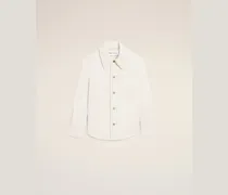 Geknöpfte Worker-Jacke aus weisser Baumwolle Weiß Unisex