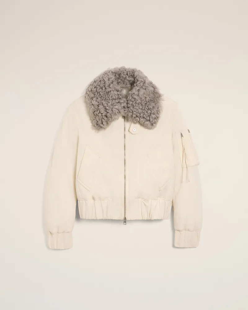 AMI Paris Gepolsterte Bomberjacke aus Nylon in Weiß Weiß Unisex Ivory