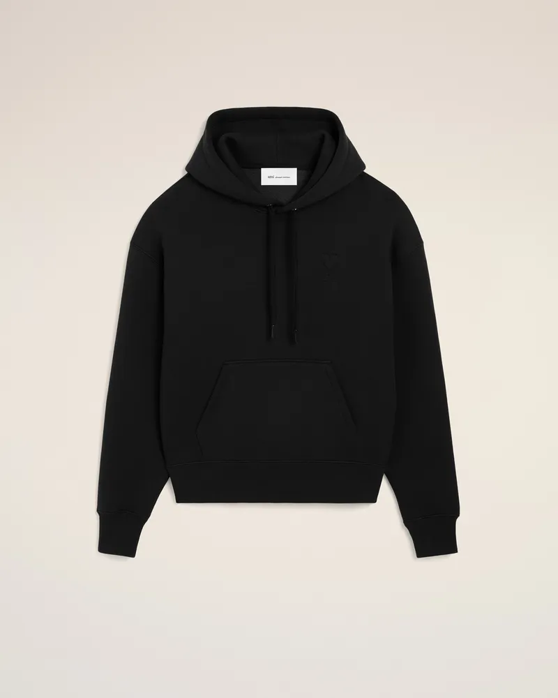 AMI Paris Ami de Coeur Hoodie aus schwarzer Baumwolle mit Prägung Schwarz - Größe Unisex Schwarz