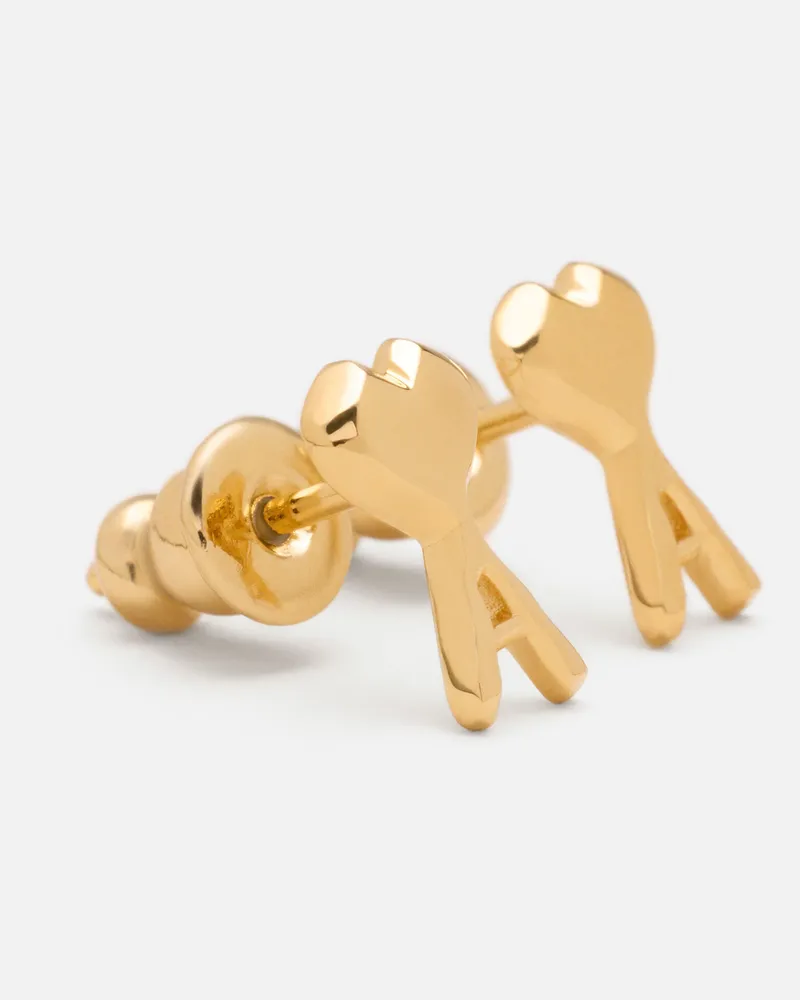 AMI Paris Goldfarbene Ami De Coeur Messing-Ohrringe mit gehämmerter Oberfläche Gelb Unisex Gold