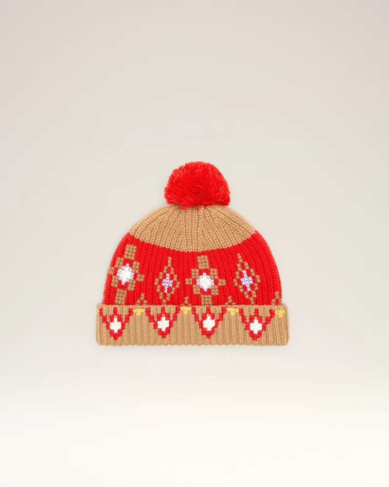 AMI Paris Kreuzstich-Mütze aus brauner Wolle Braun Jahre - Kinder Camel