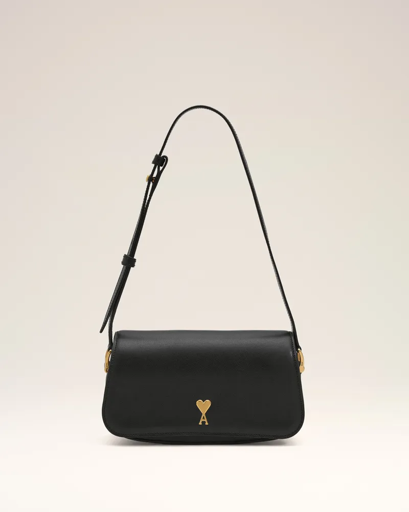 AMI Paris Paris Paris Schultertasche aus schwarzem Rindsleder Schwarz - Größe Unisex Schwarz