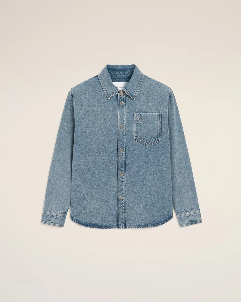 AMI Paris Ami de Coeur Overshirt aus blauem Baumwollstoff Blau - Größe Unisex Blau