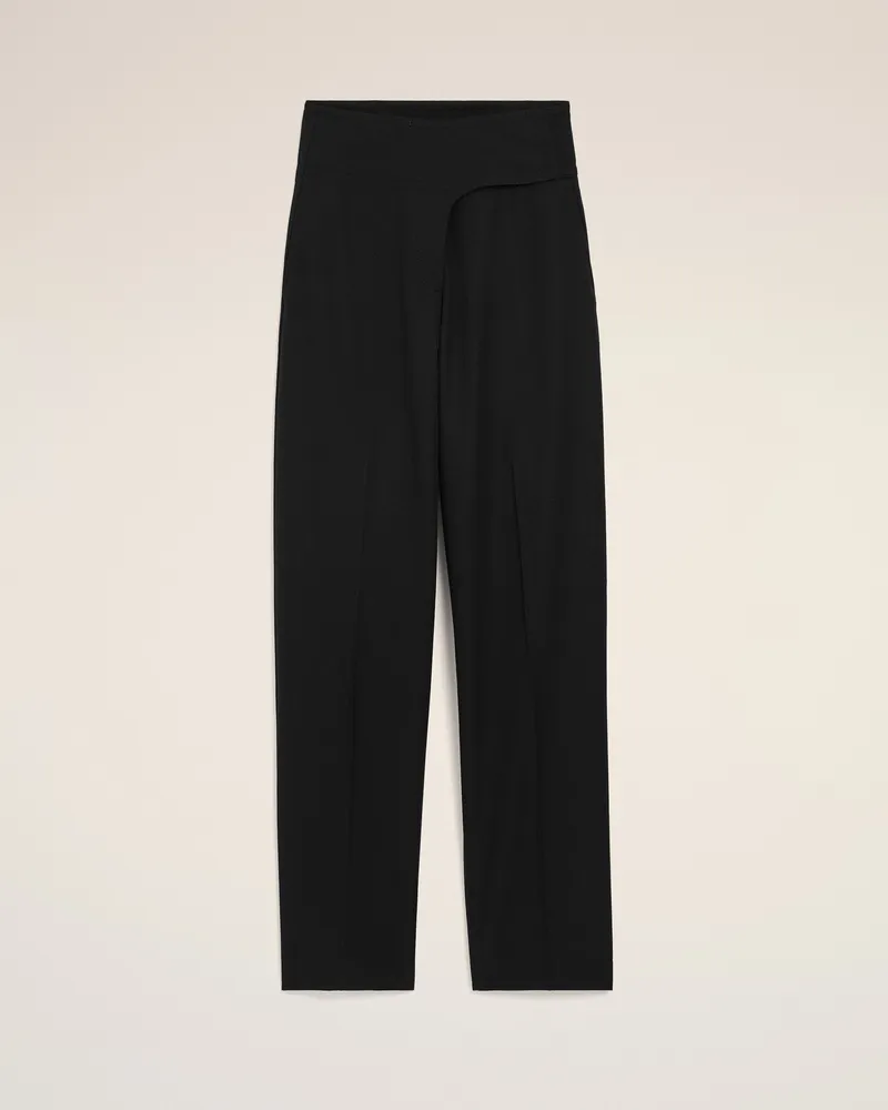 AMI Paris Balloon Fit Hose aus scharzer Schurwolle mit breitem Gürtel Schwarz für Damen Schwarz