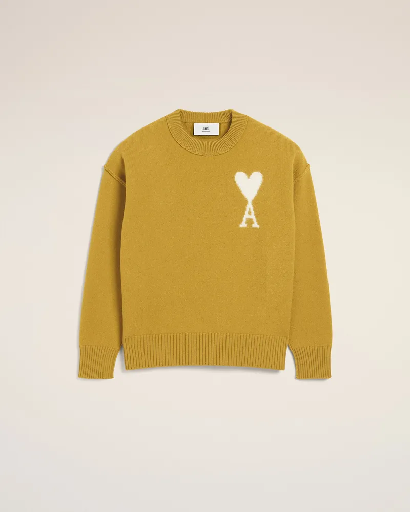 AMI Paris Ami de Coeur Pullover aus Wolle in Mustard Gelb Unisex Havanna