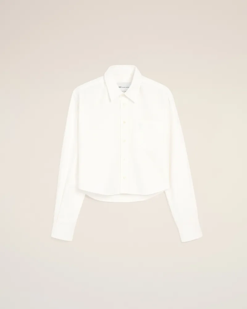 AMI Paris Ami de Coeur Cropped-Hemd aus weißer Baumwolle mit Prägung Weiß für Damen Natural
