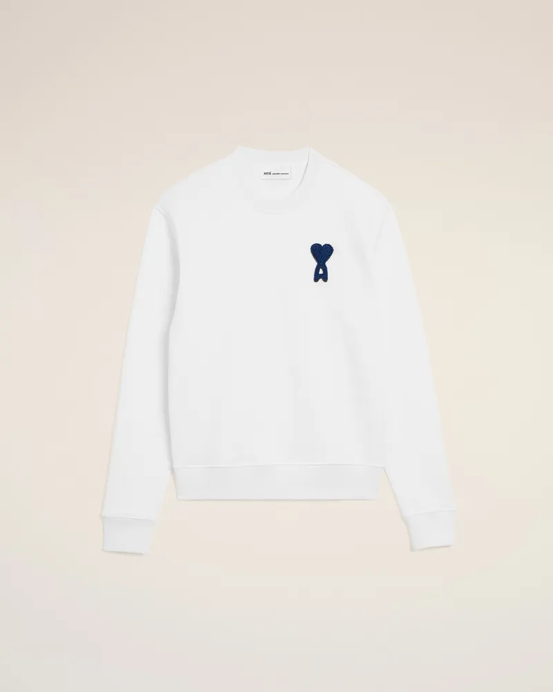 AMI Paris Weißes Ami De Coeur Sweatshirt aus Baumwollstrick Weiß Unisex Weiss