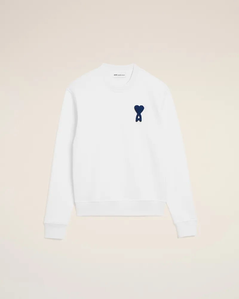 AMI Paris Weißes Ami De Coeur Sweatshirt aus Baumwollstrick Weiß Unisex Weiss