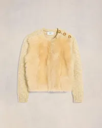 AMI Paris Pullover mit Rundhalsausschnitt aus Shearling Beige Heller