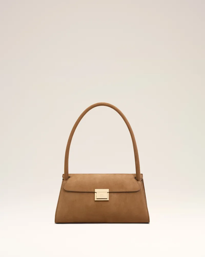 AMI Paris Kleine Mimi Tasche aus braunem Rindsleder Braun Unisex Caramel