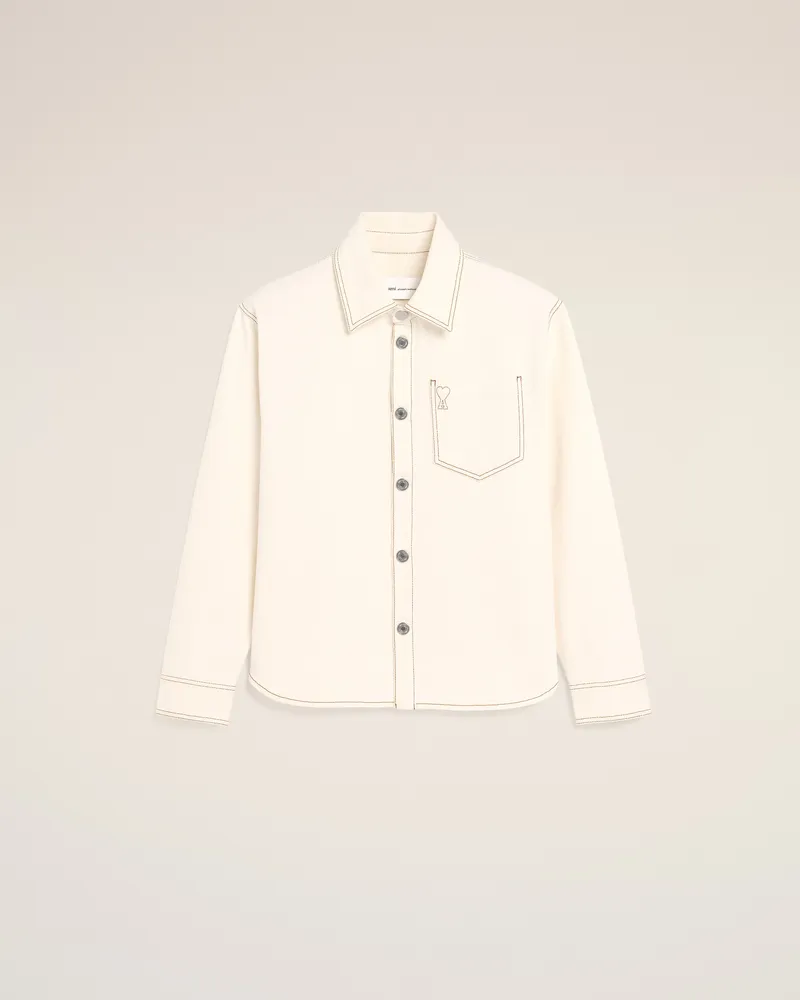 AMI Paris Ami de Coeur Overshirt aus weißer Baumwolle Weiß für Herren Weiss