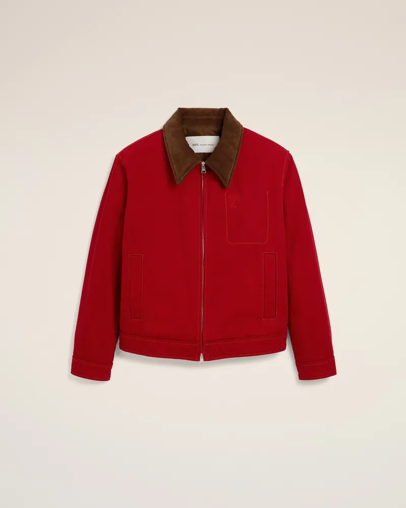 AMI Paris Ami de Coeur Blouson aus rotem Baumwollstoff Rot für Herren Rubinrot