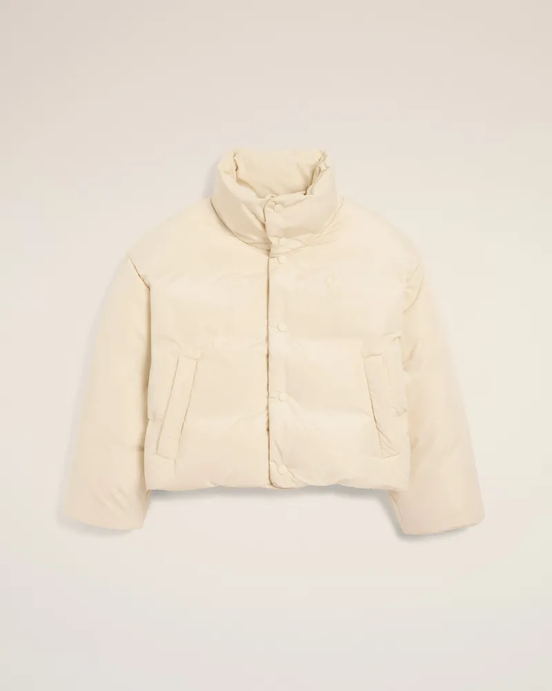 AMI Paris Ami De Coeur Daunenjacke aus weißem Taft Weiß für Damen Ivory