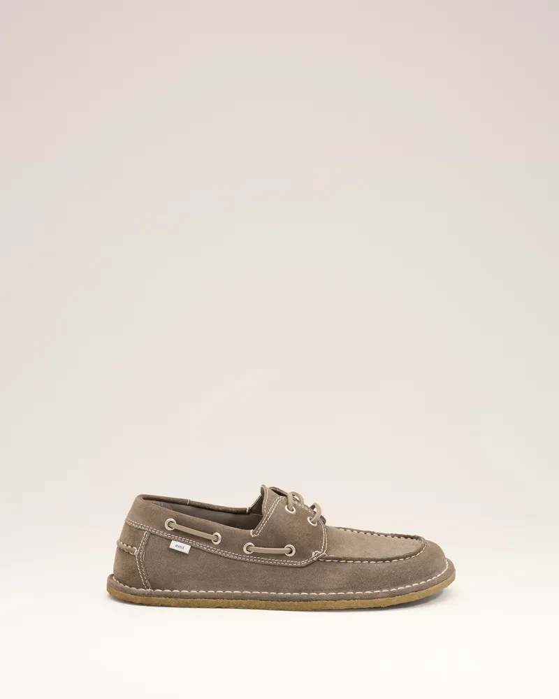 AMI Paris Graue Segelschuhe aus Rindsleder Grau Unisex Carbon