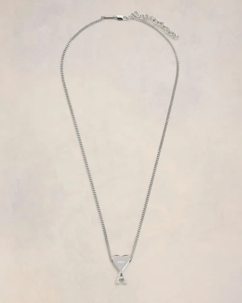 AMI Paris Ami De Coeur Halskette mit Anhänger aus Messing in Silber Grau - Größe Unisex Silber