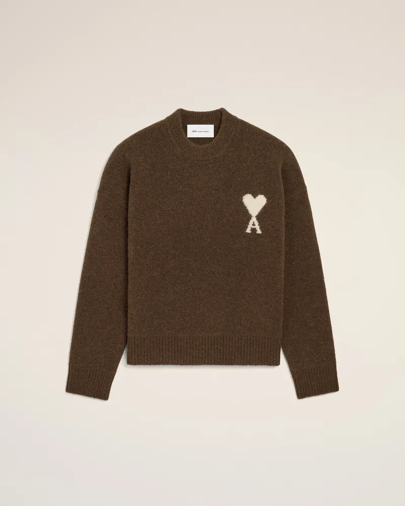 AMI Paris Ami de Coeur Pullover aus braunem Alpakagarn Braun - Größe Unisex Schokoladenbraun