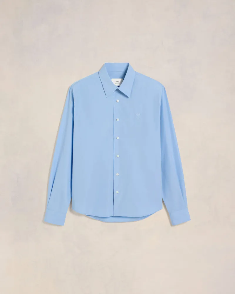 AMI Paris Klassisches Ami de Coeur Hemd Blau für Herren Cashmere