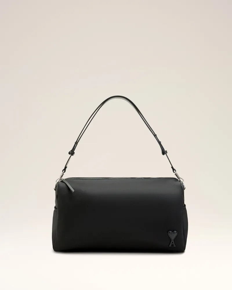AMI Paris Große Marcel Tasche aus schwarzem Nylon Schwarz Unisex Schwarz