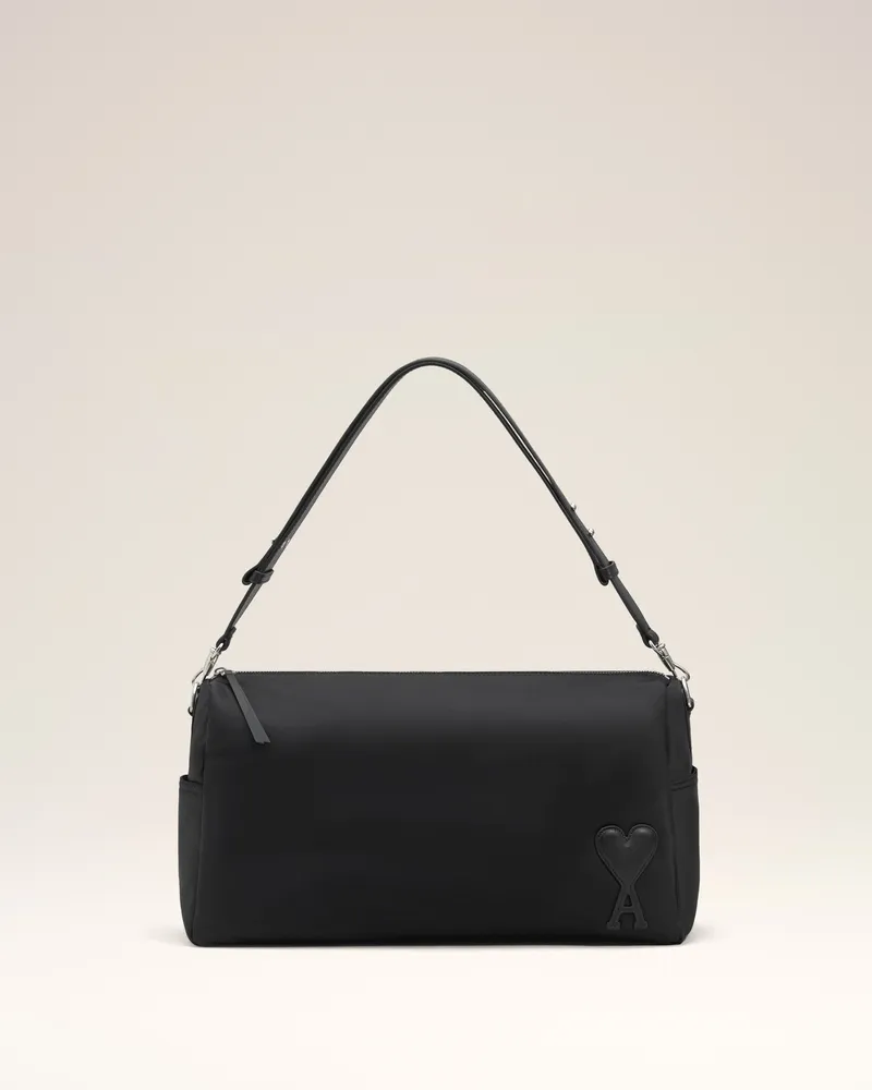 AMI Paris Großer Marcel Rucksack aus schwarzem Nyloncanvas Schwarz Unisex Schwarz