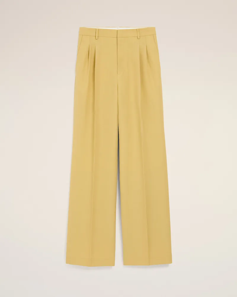 AMI Paris Gelbe Hose aus Schurwolle mit niedriger Taille und weitem Bein Gelb für Herren Pastellgelb