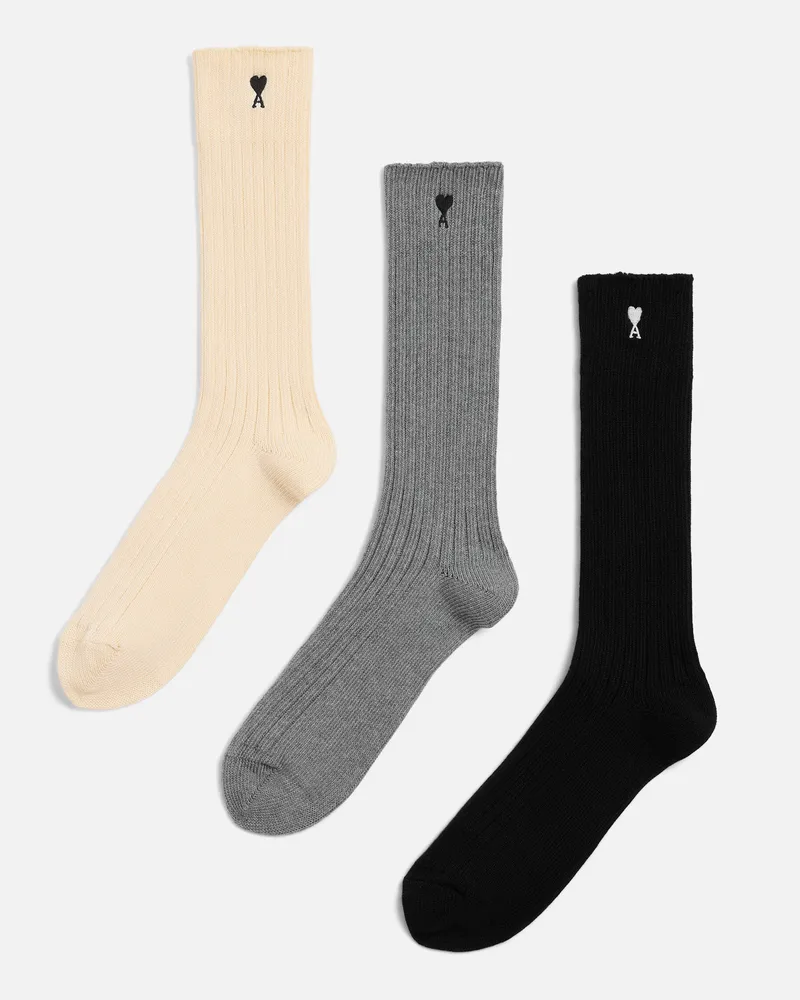 AMI Paris Ami de Coeur Socken aus Baumwolle, 3er-Pack Weiß Unisex Weiss