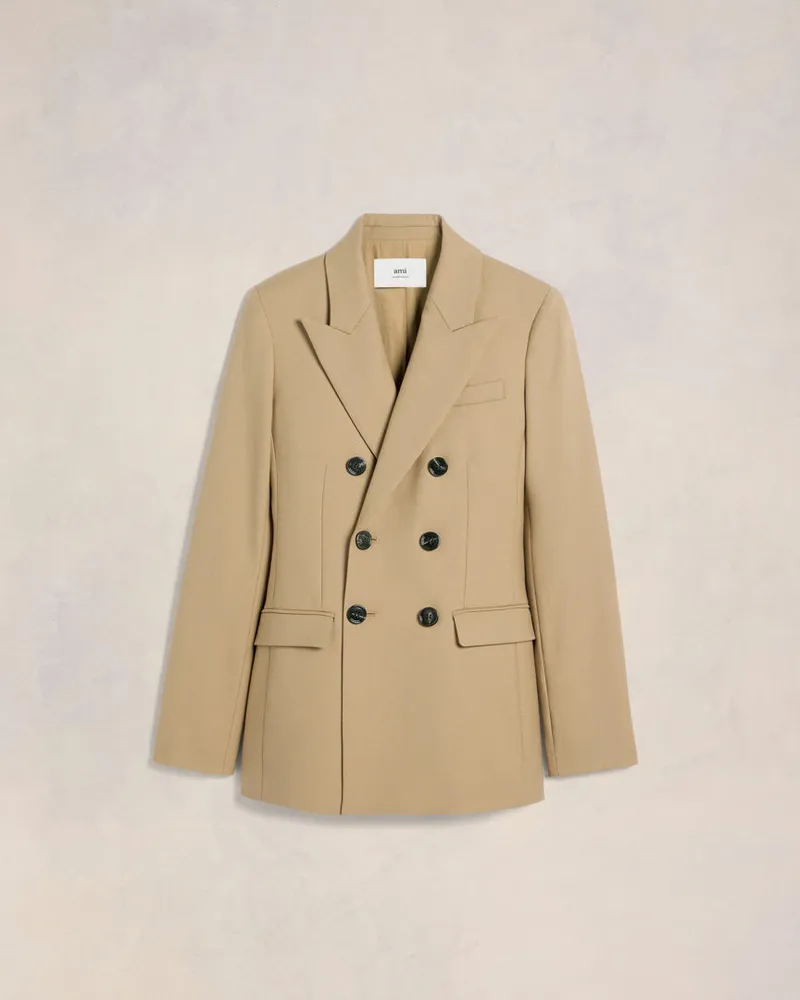 AMI Paris Zweireihiger Blazer Beige Sand