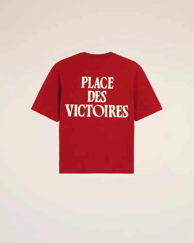 AMI Paris T-Shirt aus roter bedruckter Baumwolle "Place des Victoires" Rot - Größe Unisex Rubinrot