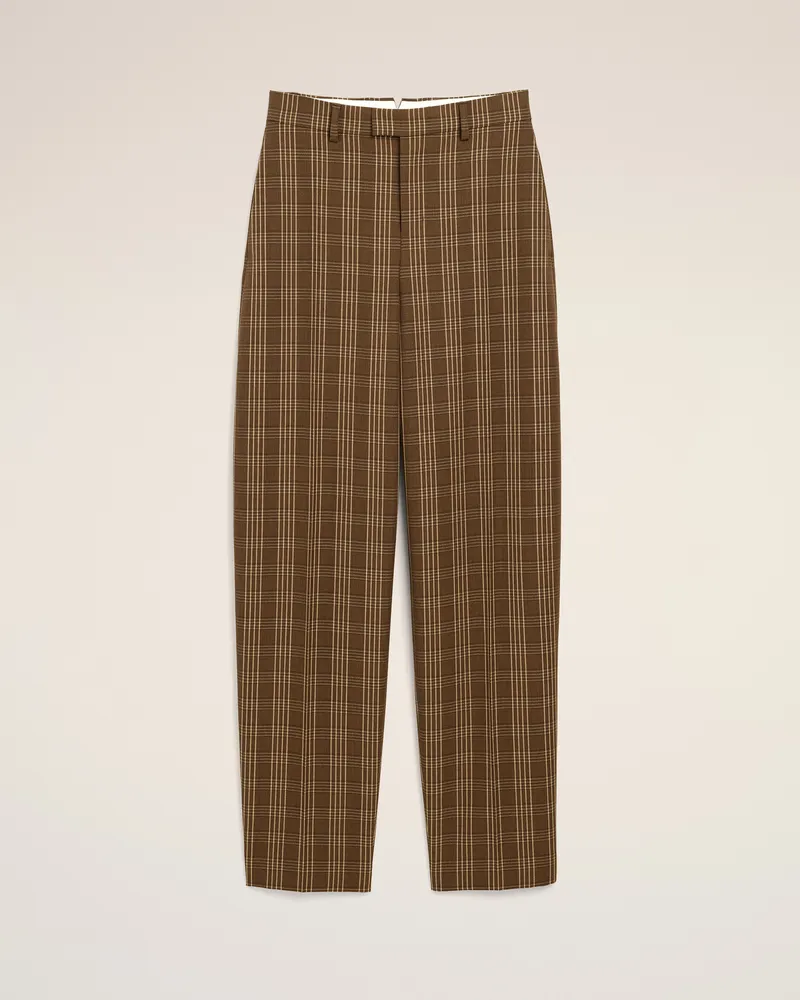 AMI Paris Ballonhose aus karierter brauner Wolle Braun - Größe für Damen Schokobraun