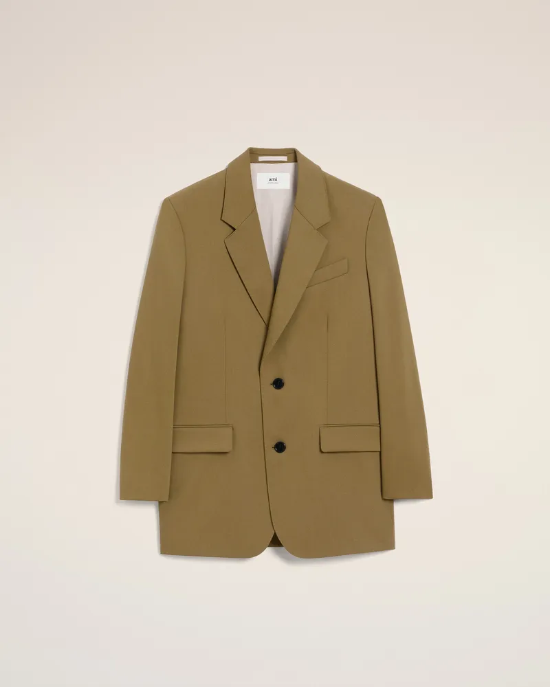 AMI Paris Lockerer zweireihiger Blazer aus grüner Wolle Grün für Herren Bronze