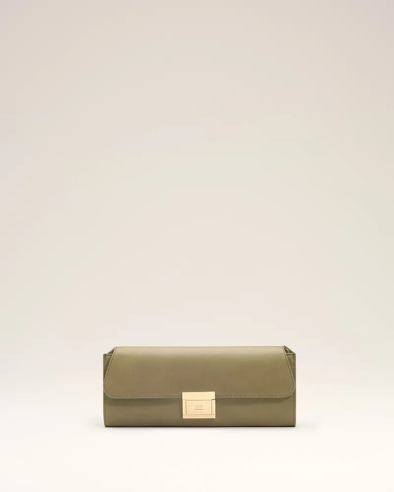 AMI Paris Mimi Täschchen aus grünem Glattleder Grün Unisex Bronze