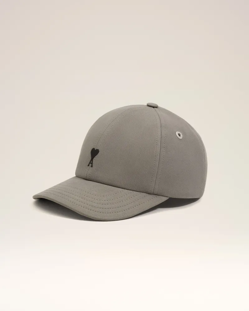 AMI Paris Graue Baumwollmütze mit Ami De Coeur Stickerei Grau Unisex Carbon
