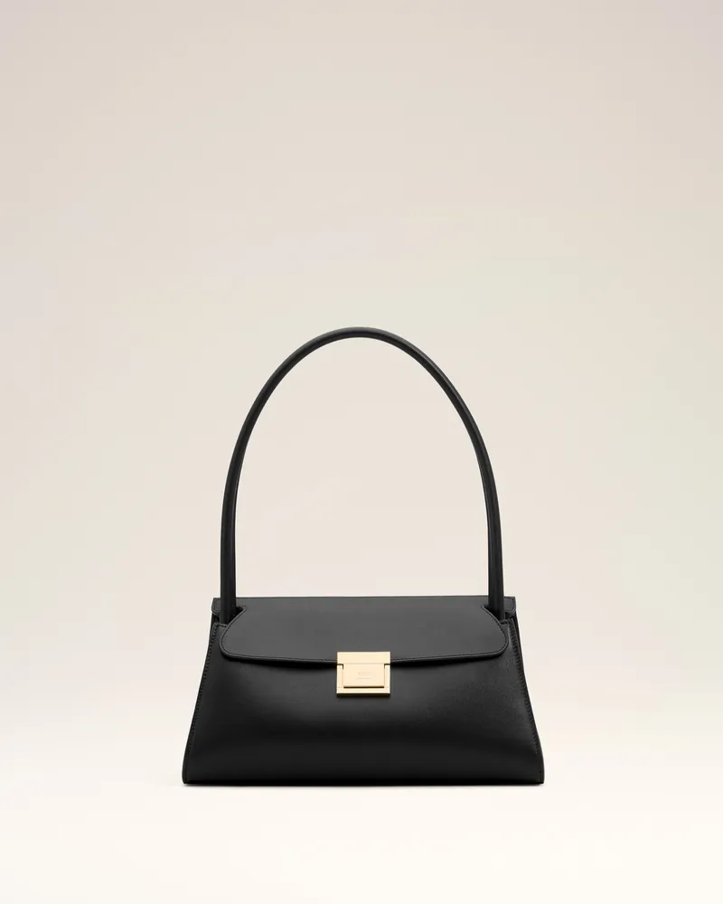 AMI Paris Kleine Mimi Tasche aus schwarzem Rindsleder Schwarz Unisex Schwarz