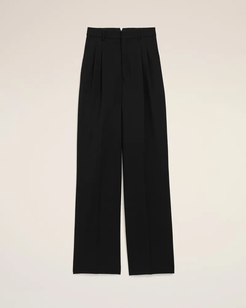 AMI Paris Weite Hose mit hoher Taille aus schwarzer Schurwolle Schwarz für Damen Schwarz