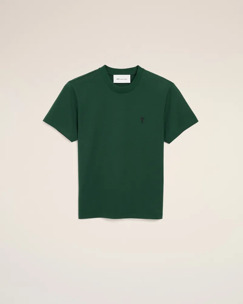 AMI Paris Ami de Coeur T-Shirt aus grünem Baumwollstoff Grün für Herren Flaschengrün