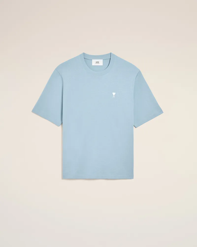 AMI Paris Ami de Coeur T-Shirt aus beigefarbener Baumwolle  Blau Unisex Sky