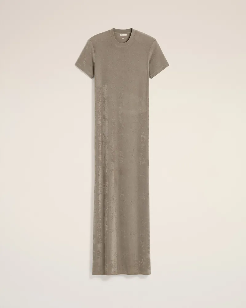AMI Paris Langes Kurzarm-Kleid aus geripptem Jersey in Beige Grau - Größe für Damen Ash