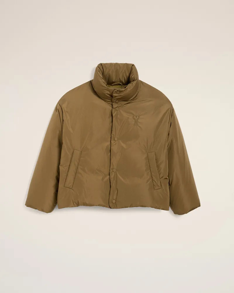 AMI Paris Ami De Coeur Daunenjacke aus grünem Taft Braun für Herren Bronze