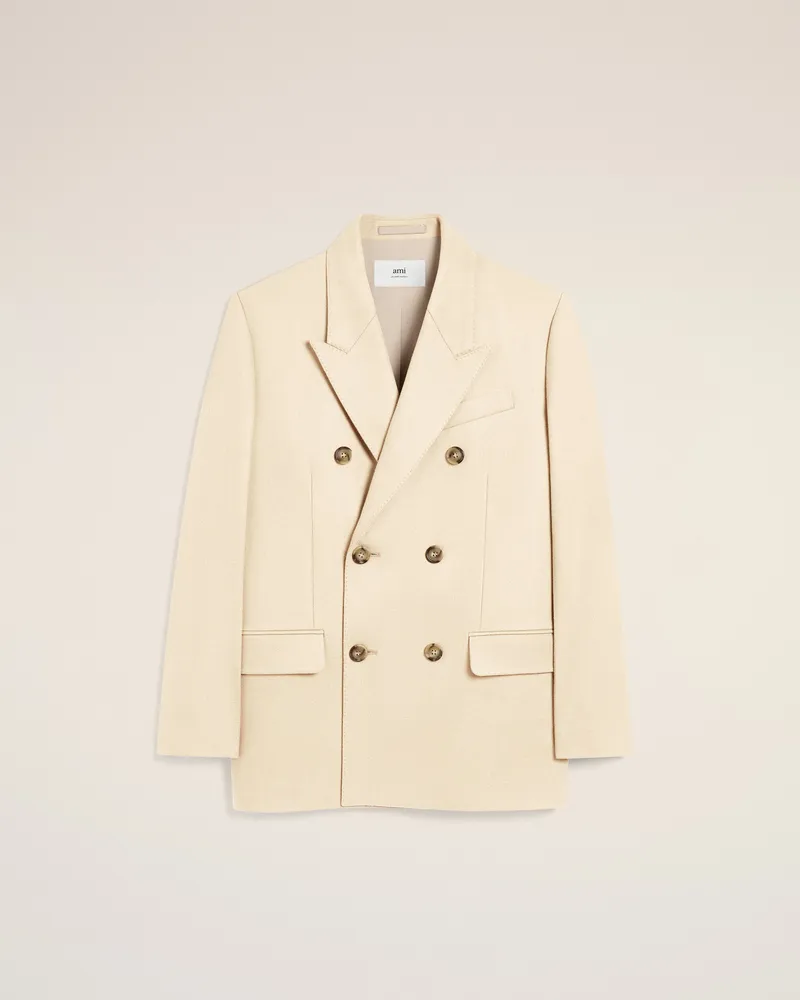 AMI Paris Lockerer zweireihiger Blazer aus weißer Wolle Weiß für Damen Ivory