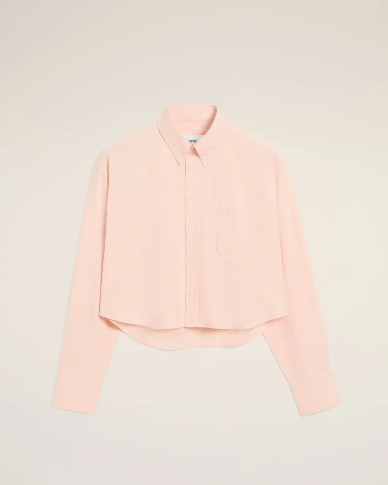 AMI Paris Gekürztes Ami De Coeur Oversize-Hemd aus rosafarbener Baumwolle Rosa für Damen Powder