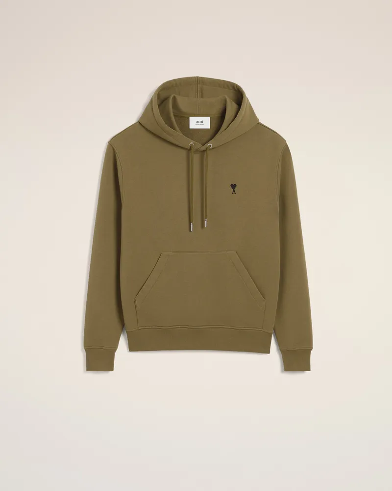 AMI Paris Ami De Coeur Kapuzenpullover aus grüner Baumwolle Grün für Herren Bronze