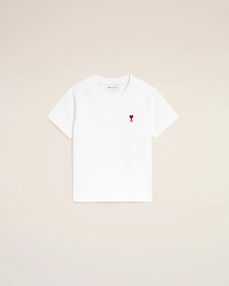 AMI Paris Ami de Coeur T-Shirt aus weißer Baumwolle Weiß Unisex Weiss