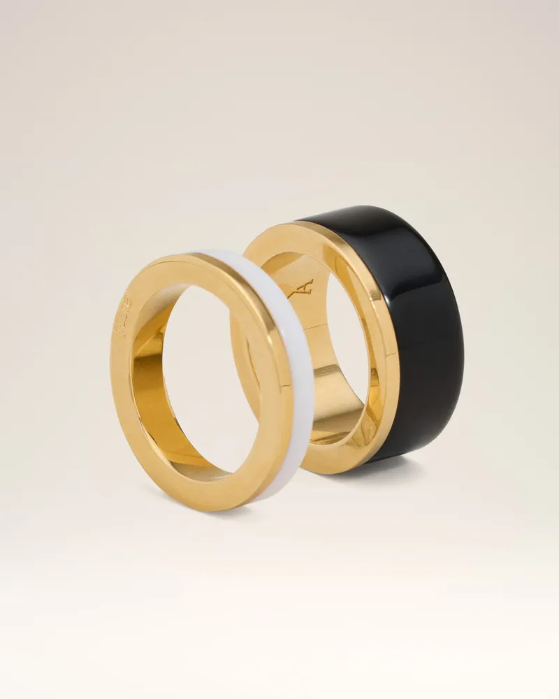 AMI Paris Rivage Ring aus Gold-Messing Weiß Unisex Schwarz