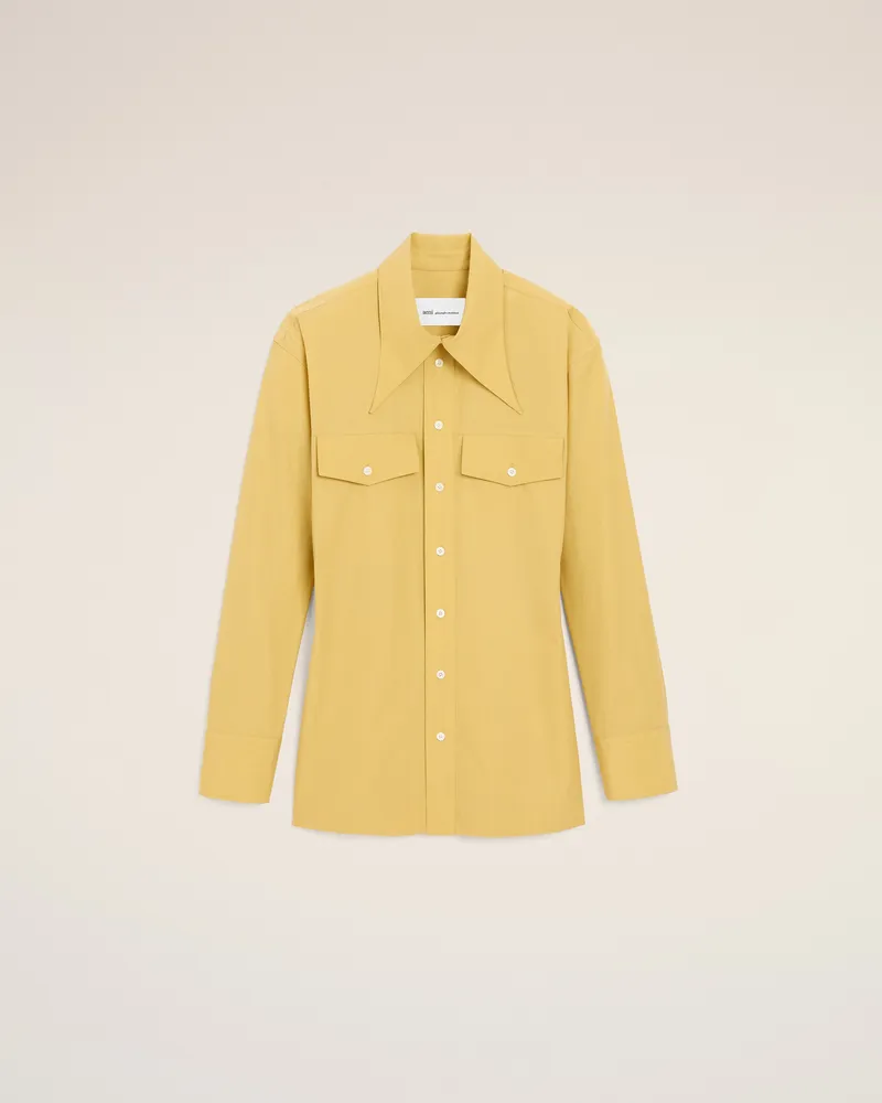 AMI Paris Gelbes Baumwollhemd mit markantem Kragen und passgenauer Passform Gelb für Damen Pastellgelb