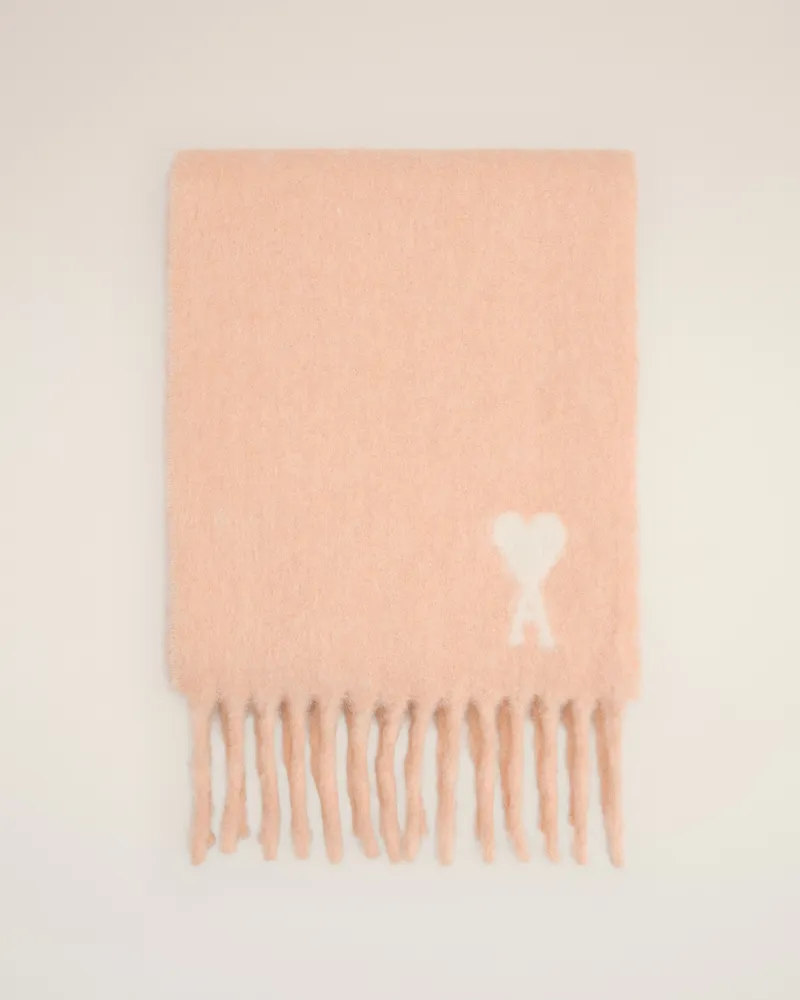 AMI Paris Ami De Coeur Schal aus Alpakawolle in Rosa und Off-White Rosa Unisex Powder