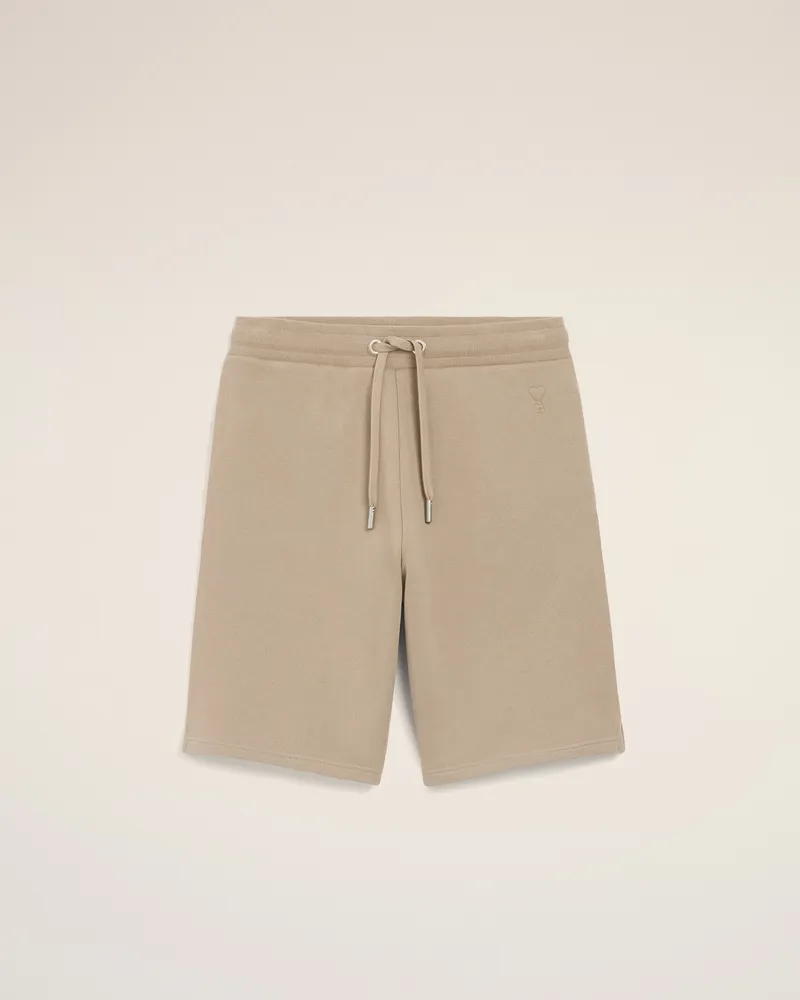 AMI Paris Beigefarbene Ami De Coeur Baumwoll-Shorts Beige für Herren Taupegrau