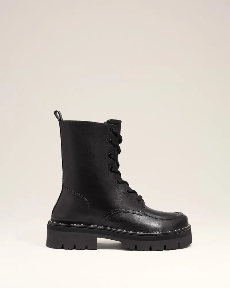 AMI Paris Anatomisch geformte Schnürstiefel aus schwarzem Leder Schwarz Unisex Schwarz