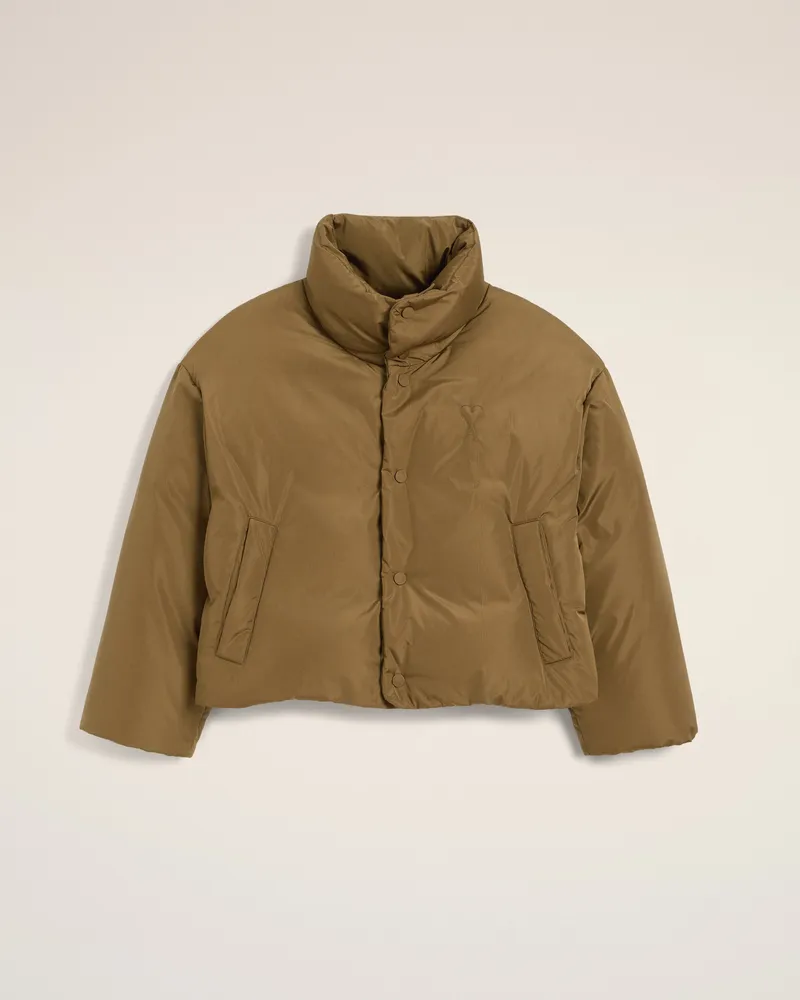 AMI Paris Ami De Coeur Daunenjacke aus grünem Taft Grün für Damen Bronze